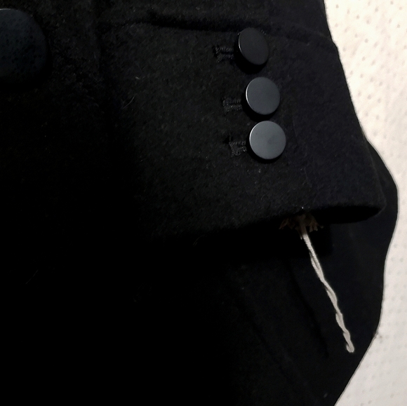 Wool Blend Modern Black Pea Coat * NWT * Sz S - Picture 2 of 7